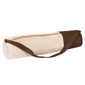 Eco-Friendly Hemp Sling Yoga Mat Bag with Brown Pocket: Handmade & Sustainable